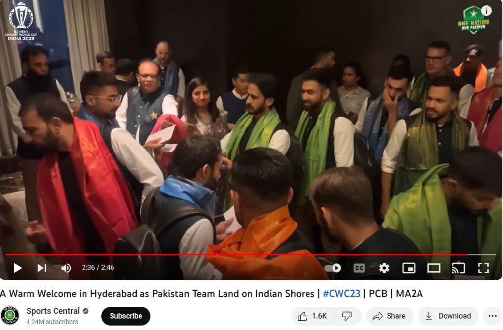 Pakistan Cricket Team Welcome in India

