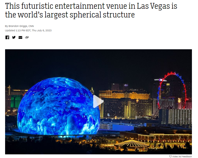 This futuristic entertainment venue in Las Vegas is the world's largest  spherical structure